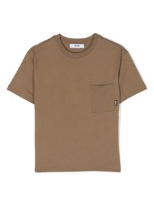 MSGM Kids t-shirt en coton à poche poitrine plaquée - Marron