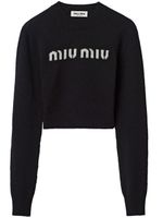 Miu Miu pull en cachemire à logo intarsia - Noir