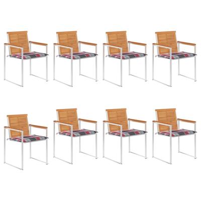 Tuinstoelen 8 st met kussens massief acaciahout