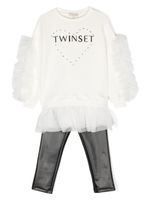 TWINSET Kids ensemble sweat-legging volanté à logo imprimé - Tons neutres