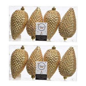 8x Gouden dennenappels kerstballen 12 cm kunststof glitter