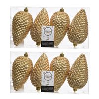 8x Gouden dennenappels kerstballen 12 cm kunststof glitter