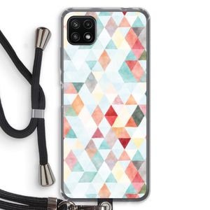 Gekleurde driehoekjes pastel: Samsung Galaxy A22 5G Transparant Hoesje met koord