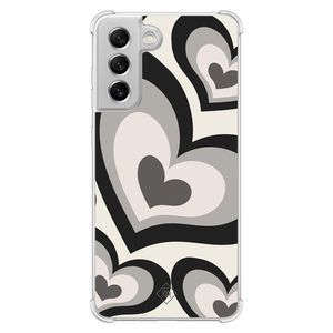 Samsung Galaxy S21 FE shockproof hoesje - Hart swirl zwart