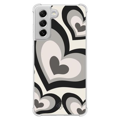 Samsung Galaxy S21 FE shockproof hoesje - Hart swirl zwart