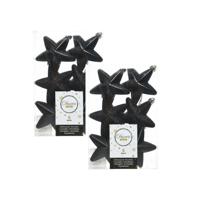 Decoris kersthanger sterren - 12x st - zwart - 7 cm - kunststof - kerstornamenten