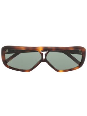 Saint Laurent Eyewear lunettes de soleil à effet écaille de tortue - Marron
