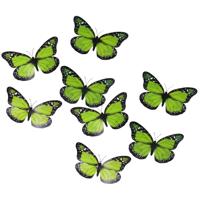Gerimport Decoratie / hobby vlinders - 12x stuks - groen - op clip - 12 x 6 cm - kunststof - knutsel