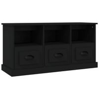 The Living Store Tv-meubel 100x35x50 cm bewerkt hout zwart - Kast