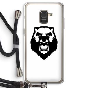 Angry Bear (white): Samsung Galaxy A8 (2018) Transparant Hoesje met koord