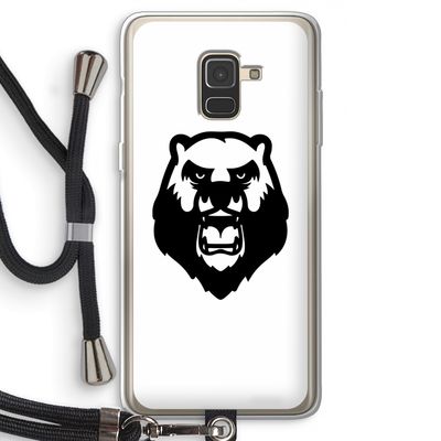 Angry Bear (white): Samsung Galaxy A8 (2018) Transparant Hoesje met koord