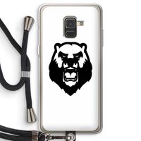 Angry Bear (white): Samsung Galaxy A8 (2018) Transparant Hoesje met koord