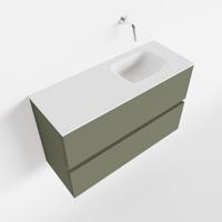 Toiletmeubel Mondiaz Ada | 80 cm | Meubelkleur Army | Lex wastafel Talc Rechts | Zonder kraangat