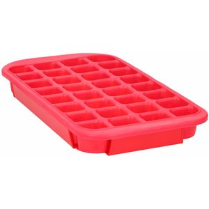 XL ijsblokjes vorm - 32 ijsklontjes - rood - 33 x 18 x 3.5 cm - rubber