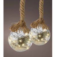 Verlichte kerstballen - D10 en D20 cm - glas - aan touw - warm wit - kerstverlichting figuur - thumbnail