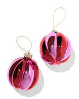 HEMA Kerstballen set 8.2cm glas strepen - 2 stuks (rood)