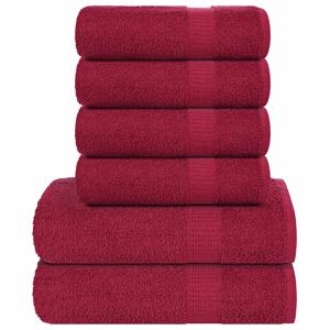 VidaXL 6-delige handdoekenset 360 g/m² 100% katoen bordeauxrood