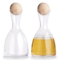 2x Luxe glazen karaffen met houten bol/bal dop 750 ml