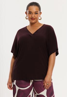 Yoek T-shirt met V-hals R | Dark Red | Maat 54/56