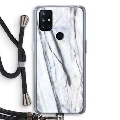 Gestreepte marmer: OnePlus Nord N10 5G Transparant Hoesje met koord