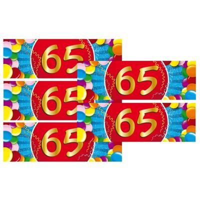 5x 65 Jaar leeftijd stickers 19 x 6 cm verjaardag versiering 5x 65 Jaar leeftijd stickers 19 x 6 cm verjaardag versiering