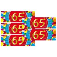 5x 65 Jaar leeftijd stickers 19 x 6 cm verjaardag versiering