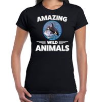 T-shirt orka walvissen amazing wild animals / dieren zwart voor dames - thumbnail