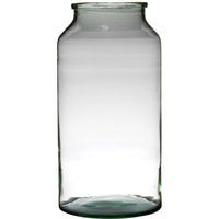 Hakbijl glas Bloemenvaas melkbus vaas - gerecycled glas - transparant - D22 x H42 cm - Vazen - thumbnail