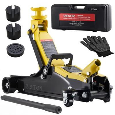 VEVOR hydraulische krik met hefvermogen van 2,5 ton, platte stalen krik met snelhefpomp met één zuiger en SUV-adapters, autokrik voor sedans, hefbereik van 85-320 mm, krik voor raceauto's
