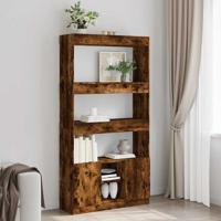 Hoge kast 92x33x180 cm bewerkt hout gerookt eikenkleurig