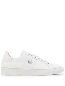 Philipp Plein baskets en cuir à plaque logo - Blanc