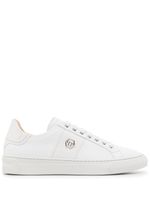 Philipp Plein baskets en cuir à plaque logo - Blanc - thumbnail