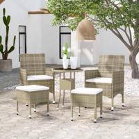 5-delige Loungeset poly rattan beige