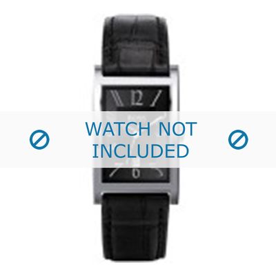 Hugo Boss horlogeband HB1512160 / HB1512161 / HB-22-1-14-2008 Leder Zwart + zwart stiksel