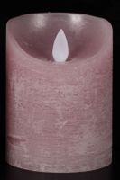 Batterijverlichting kaars wax rustiek bewegende vlam 7,5x10cm roze 3xaaa/timer - Anna's Collection