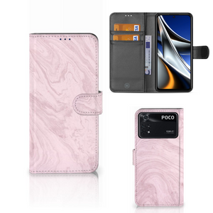 Xiaomi Poco X4 Pro 5G Bookcase Marble Pink - Origineel Cadeau Vriendin