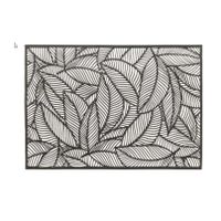 Placemat Nissa - 1x - zwart blad motief - 30 x 45 cm - onderlegger - thumbnail