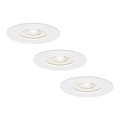 Set van 3 Bari LED inbouwspots extra plat 58mm - 3,8W 270lm - GU10 LED Module - 6000K daglicht wit - Dimbaar - Rond - IP65 waterdicht - Wit