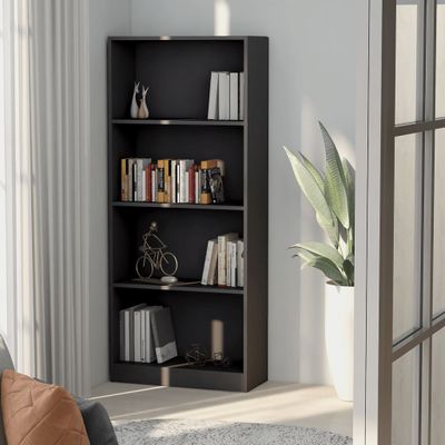 vidaXL Boekenkast met 4 schappen 60x24x142 cm spaanplaat grijs