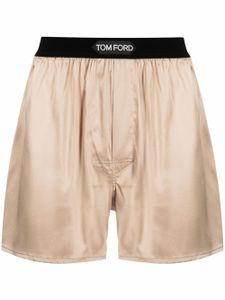 TOM FORD boxer en soie à taille logo - Tons neutres