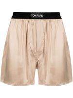 TOM FORD boxer en soie à taille logo - Tons neutres