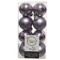 Decoris kleine kerstballen - 16x st - lila paars - 4 cm - kunststof - onbreekbare kerstballen