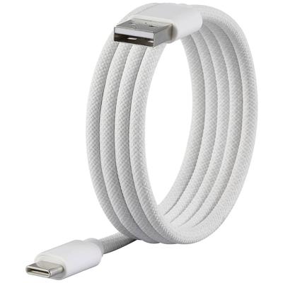 Renkforce RF-6437922 USB-kabel USB 2.0 USB-C stekker, USB-A stekker 1.00 m Wit Met magnetische opwikkeling, Stoffen mantel