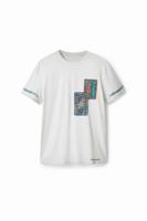 T-shirt met patches met print - WHITE - XXL