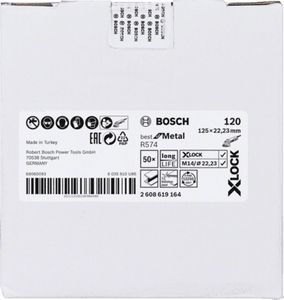 Bosch Accessoires X-LOCK Fiberschijf, 125mm, G 120, R574, Best for Metal - 1 stuk(s) - 2608619164