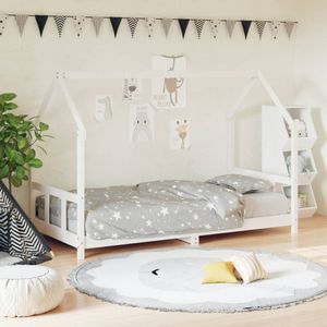 Kinderbedframe 90x190 cm massief grenenhout wit