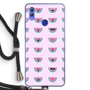 Smiley watermeloenprint: Honor Note 10 Transparant Hoesje met koord
