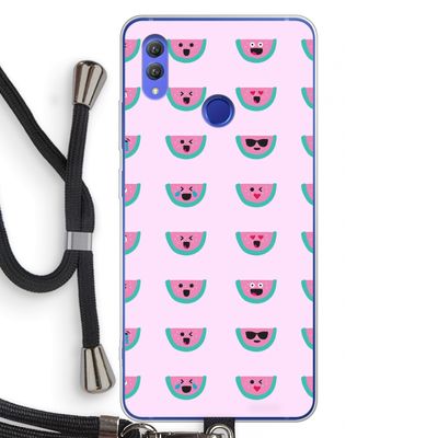 Smiley watermeloenprint: Honor Note 10 Transparant Hoesje met koord
