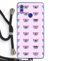 Smiley watermeloenprint: Honor Note 10 Transparant Hoesje met koord