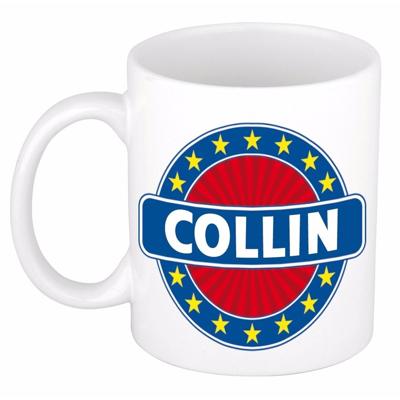 Collin voornaam koffiemok - beker - wit/blauw - 300 ml - Cadeau - Heren - Collega - Vaderdag Collin voornaam koffiemok - beker - wit/blauw - 300 ml - Cadeau - Heren - Collega - Vaderdag